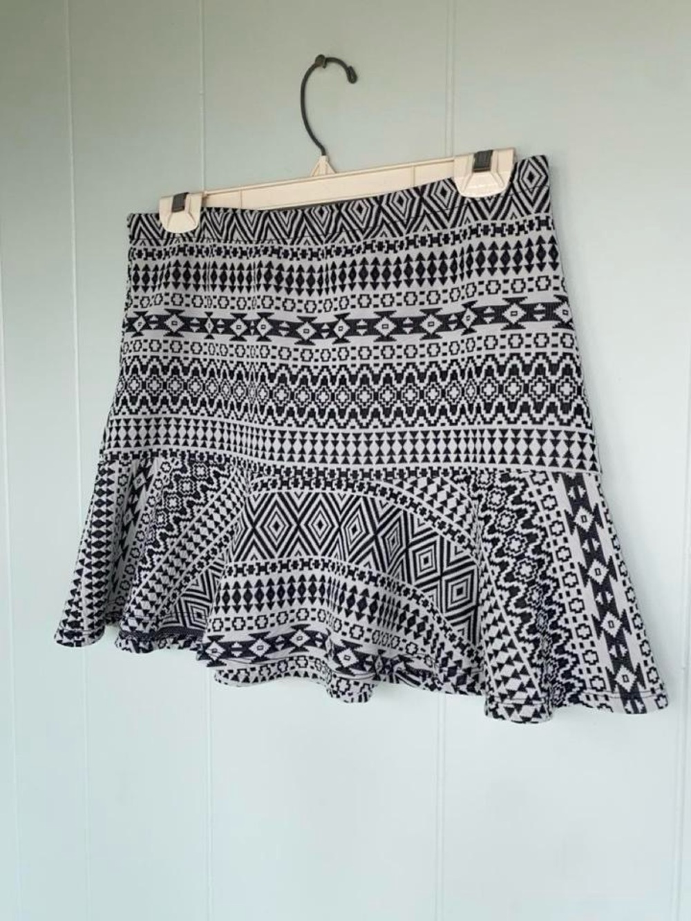 princess vera wang Black & White Geometric Flared Mini Skirt